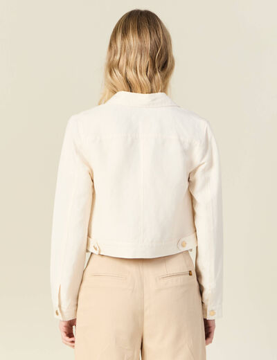 Veste courte boutonnée ecru femme