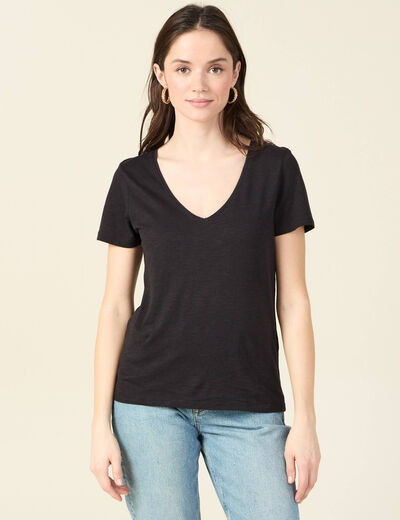 T-shirt manches courtes noir femme