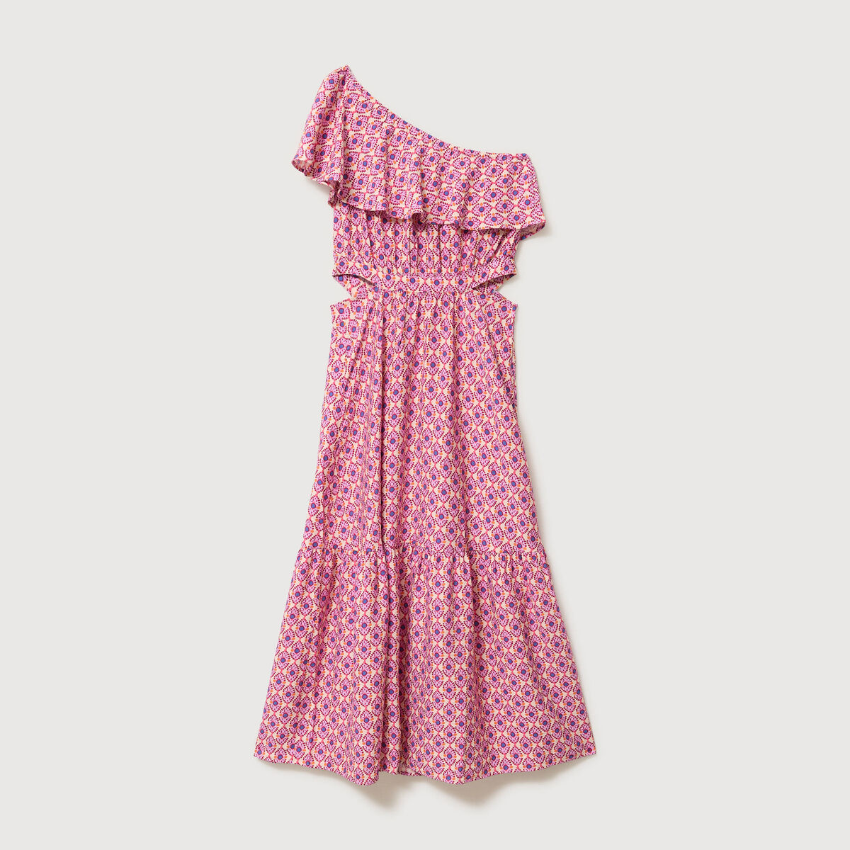 Robe one shoulder sans manches multicolore femme