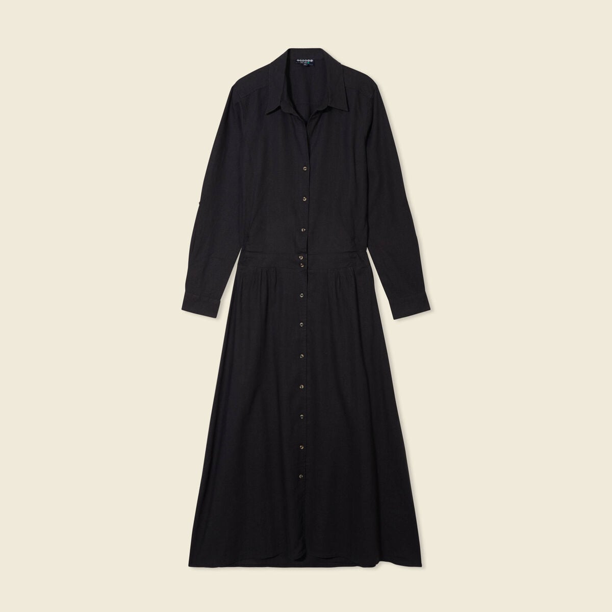 Robe droite manches longues 3/4 noir femme