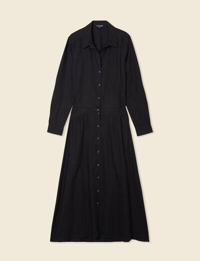 Robe droite manches longues 3/4 noir femme