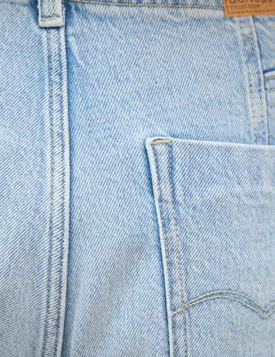 Jeans mom ceinture foulard denim bleach femme