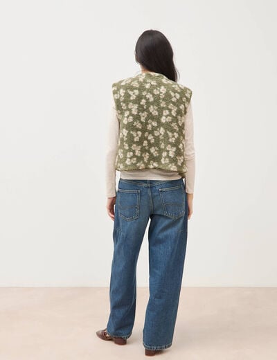 Gilet sans manches r&eacute;versible vert kaki femme