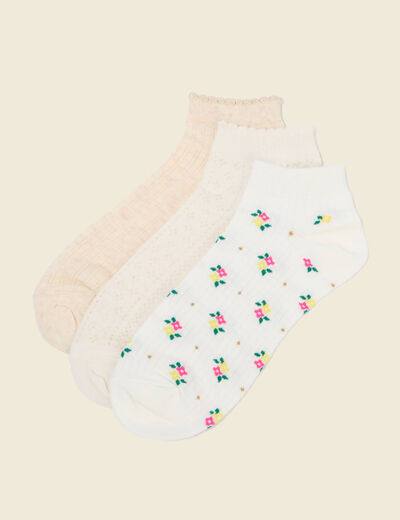 Lot de 3 paires de chaussettes creme femme