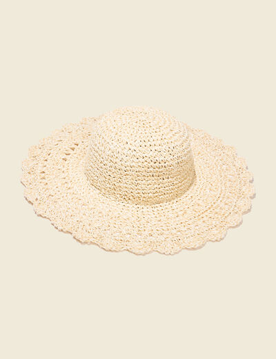 Chapeau tressé ecru femme