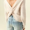 Pull r&eacute;versible manches longues col rond creme femme