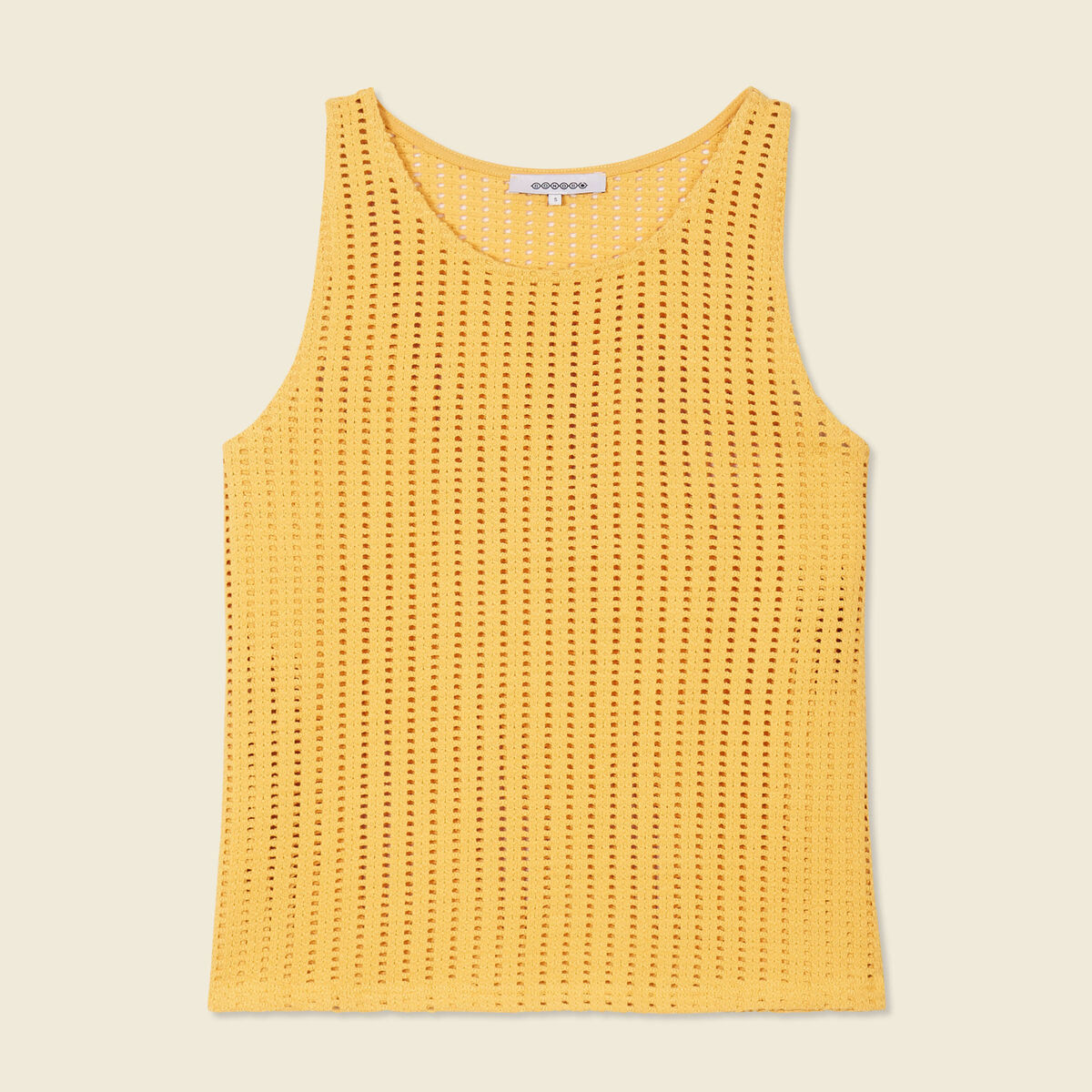Débardeur sans manches ajouré jaune femme