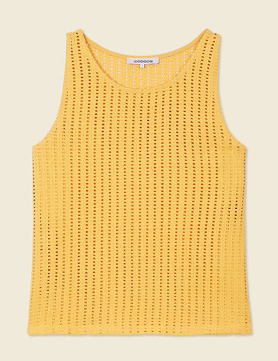 Débardeur sans manches ajouré jaune femme