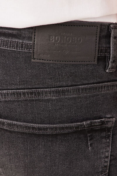 Jeans slim bas bords francs denim gris homme