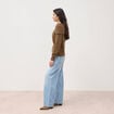 Pull droit manches longues bardot marron femme