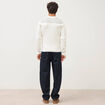 Pull droit fin col rond manches longues ecru homme