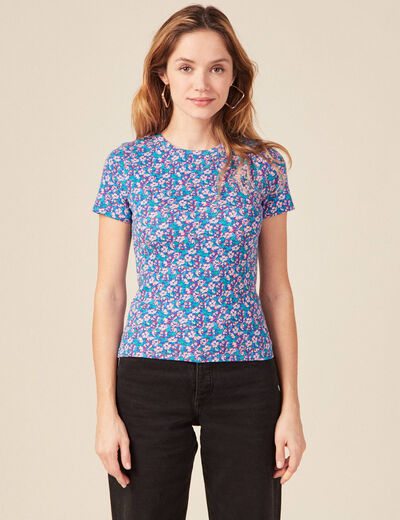 T-shirt manches courtes bleu femme
