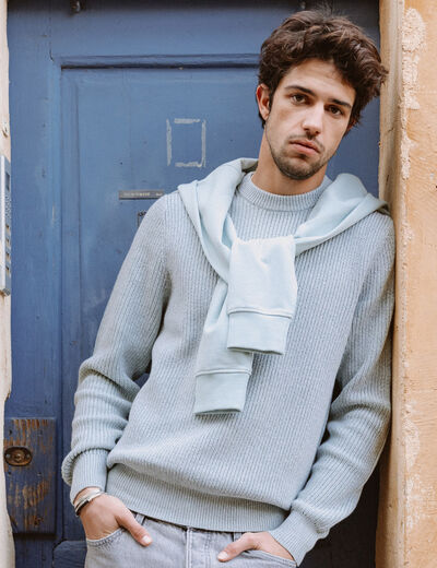 Pull manches longues vert pastel homme