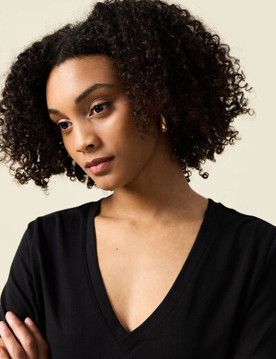 T-shirt manches courtes noir femme
