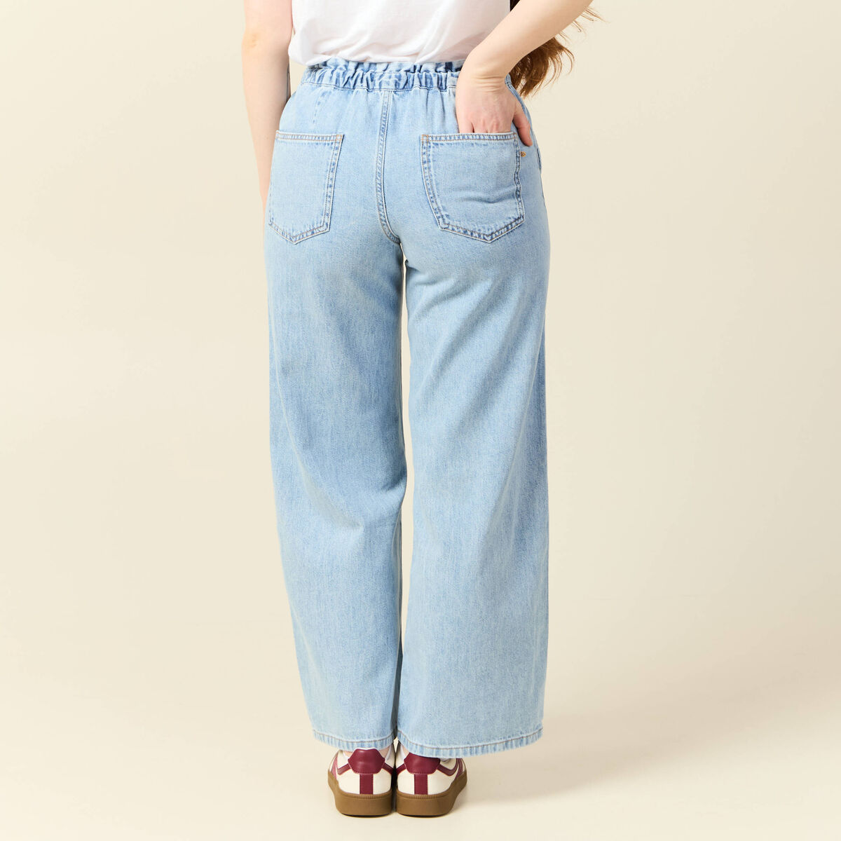 Jeans large baggy élastiqué denim used femme