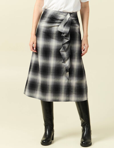 Jupe &eacute;vas&eacute;e en coton noir femme