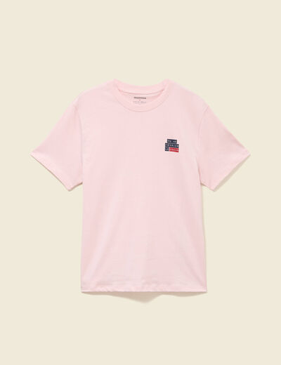 T-shirt en coton manches courtes rose poudr&eacute;e homme