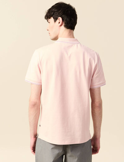 Polo cintr&eacute; en coton manches courtes rose clair homme
