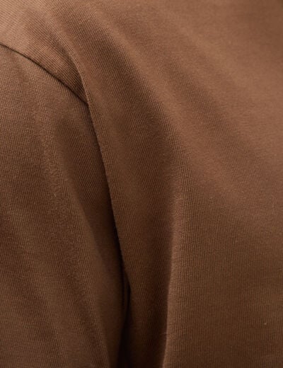 T-shirt droit en coton col ras du cou taupe homme