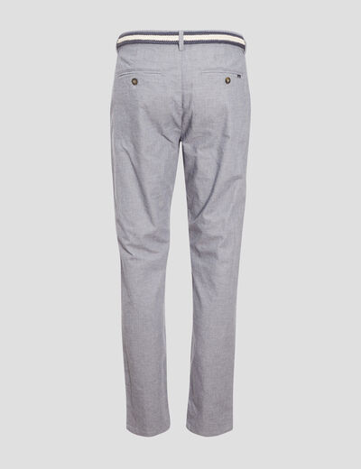 Pantalon chino ceinturé bleu marine homme