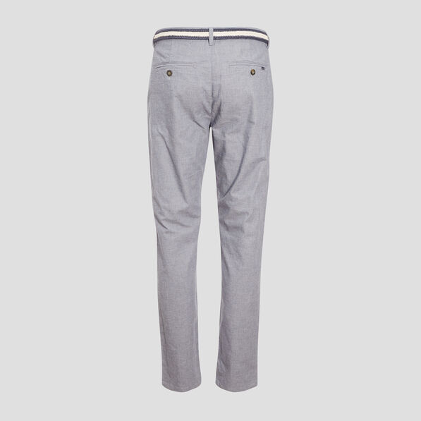 Pantalon chino ceinturé bleu marine homme