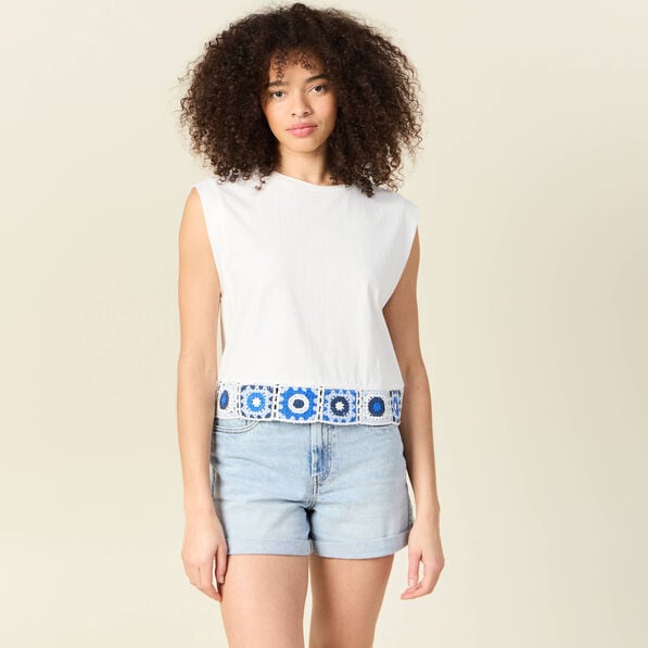 t shirt sans manches blanc femme T-shirt sans manches blanc femme