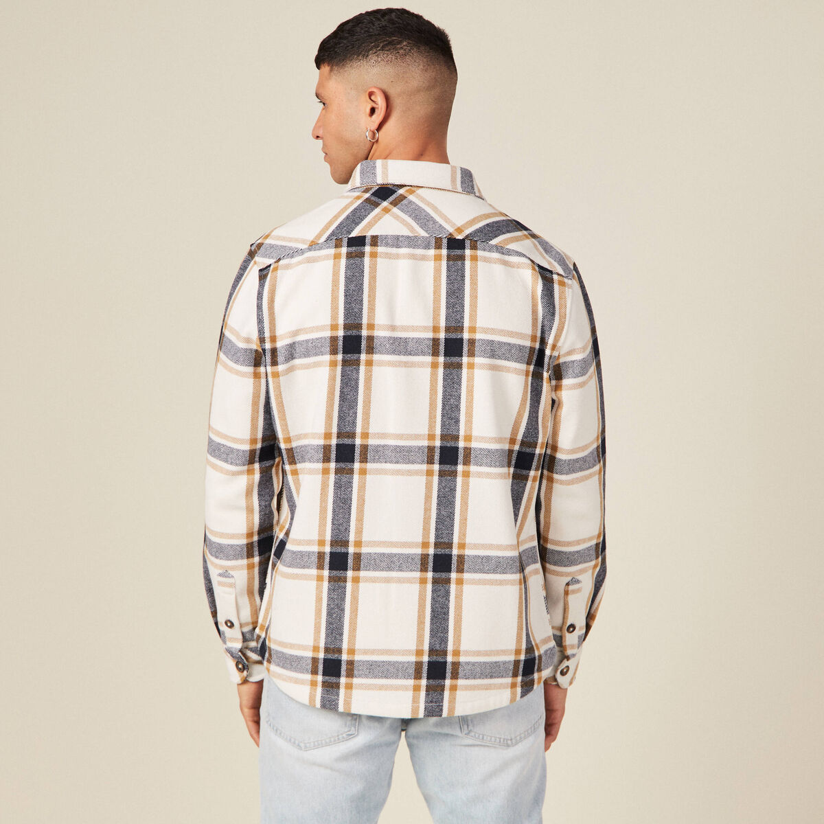 Surchemise manches longues camel homme