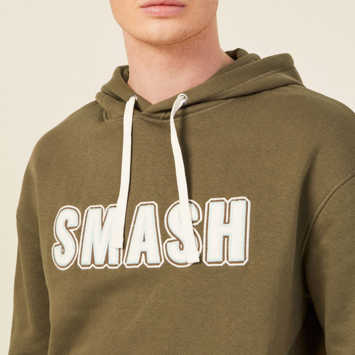Sweat à capuche taupe homme