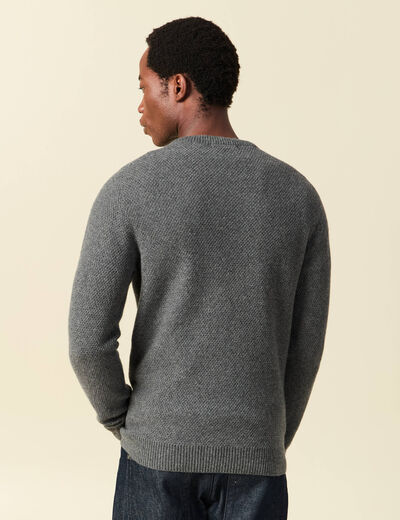 Pull manches longues fabriqu&eacute; en France gris fonc&eacute; homme
