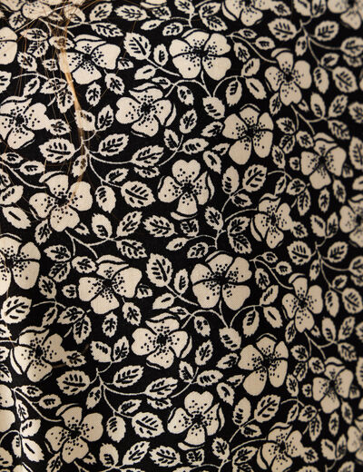 Robe évasée fluide manches 3/4 noir femme