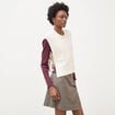 Pull droit cropped sans manches creme femme