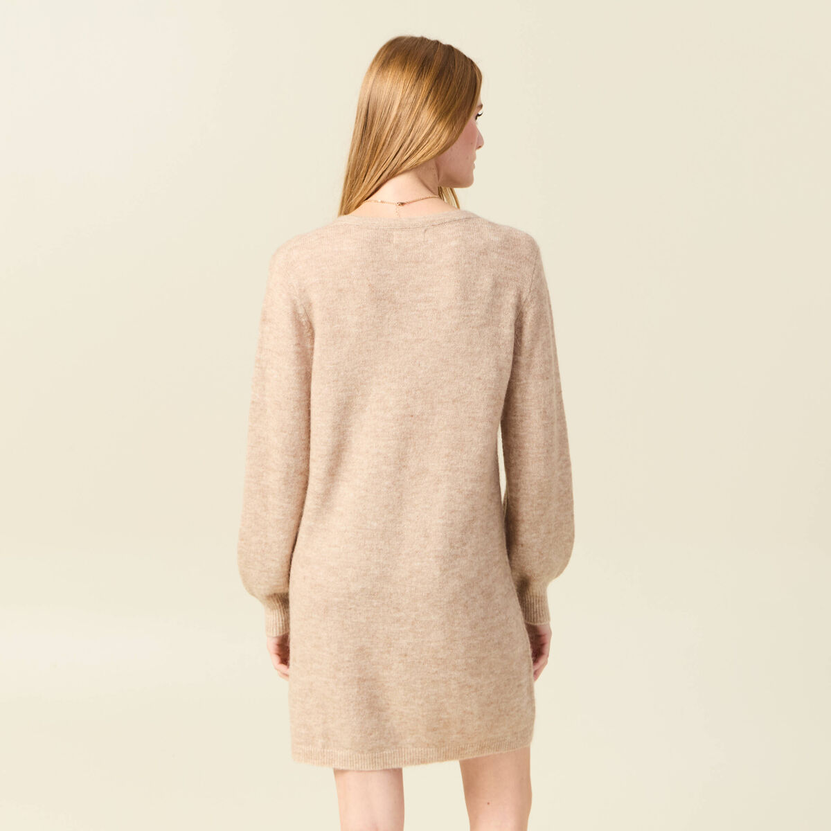 Robe pull droite taupe femme