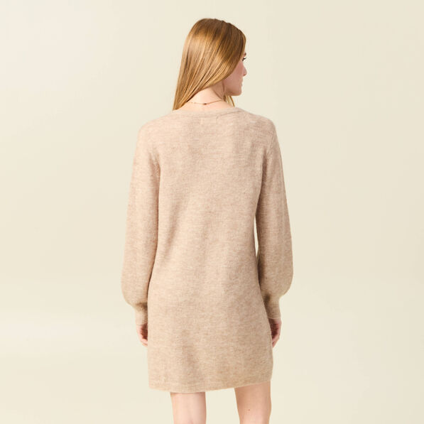Robe pull droite taupe femme