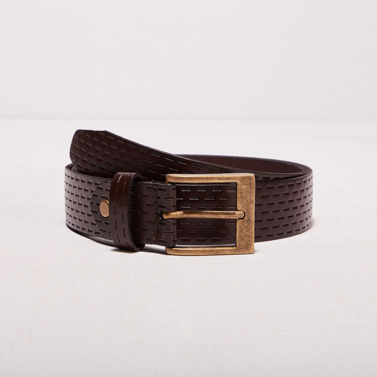 Ceinture en cuir marron foncé homme