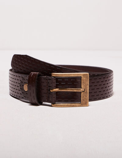 Ceinture en cuir marron foncé homme