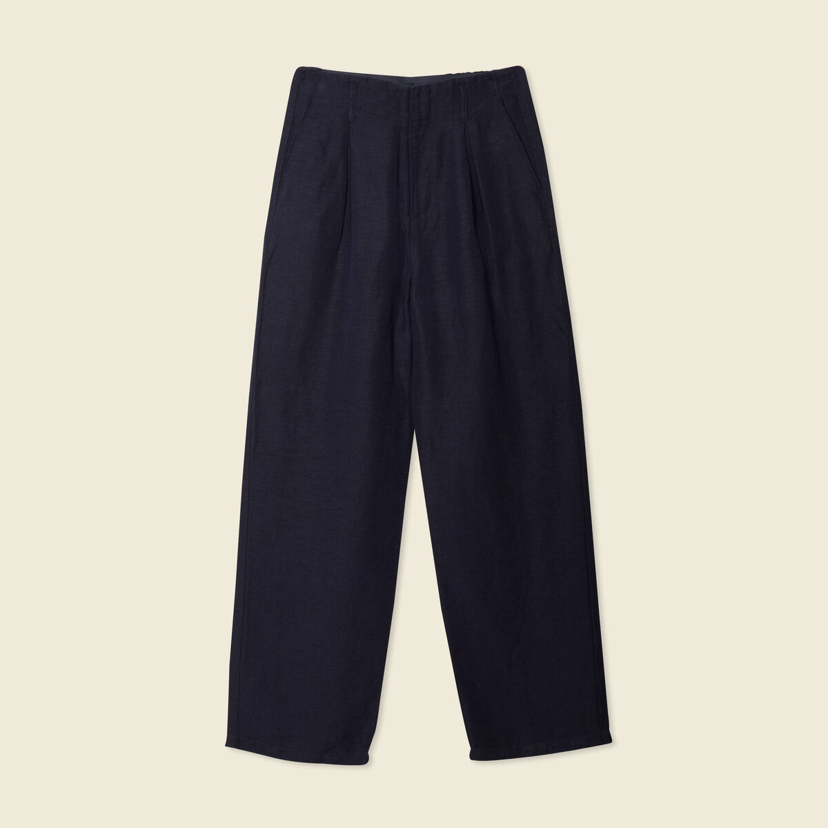 Pantalon large à pinces bleu foncé femme