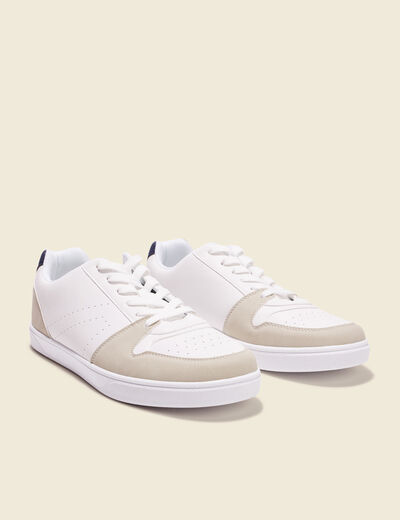 Baskets plates à lacets blanc homme