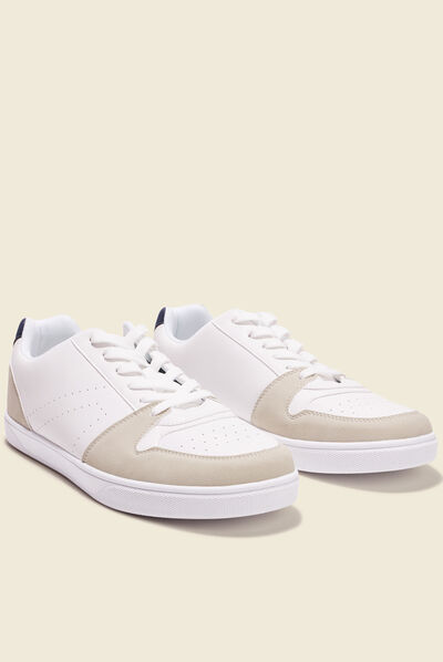 Baskets plates à lacets blanc homme