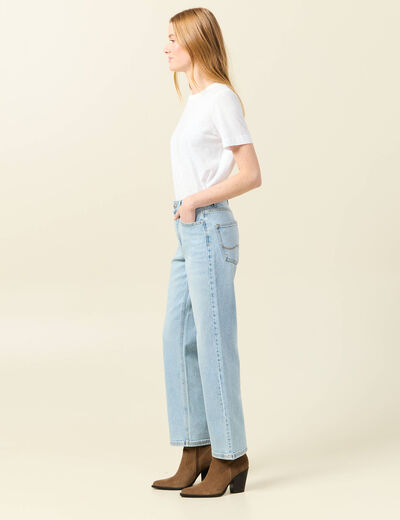 Jeans droit 7/8ème denim bleach femme