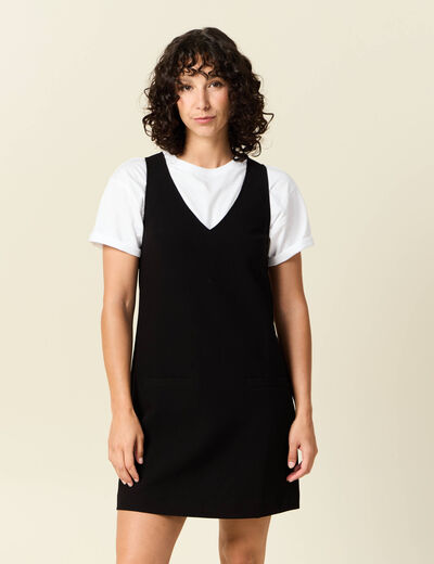 Robe chasuble trap&egrave;ze noir femme