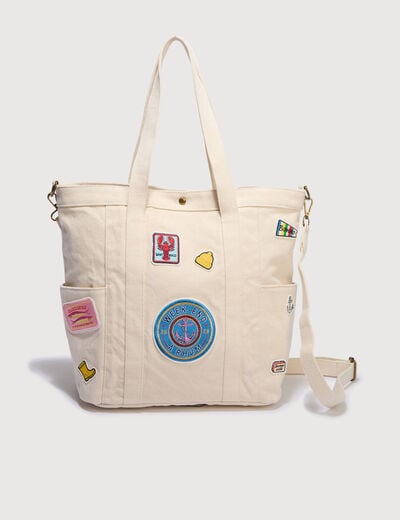 Sac bandouli&egrave;re en coton doubl&eacute; multicolore femme