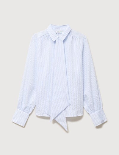 Chemise manches longues col am&eacute;ricain bleu ciel femme