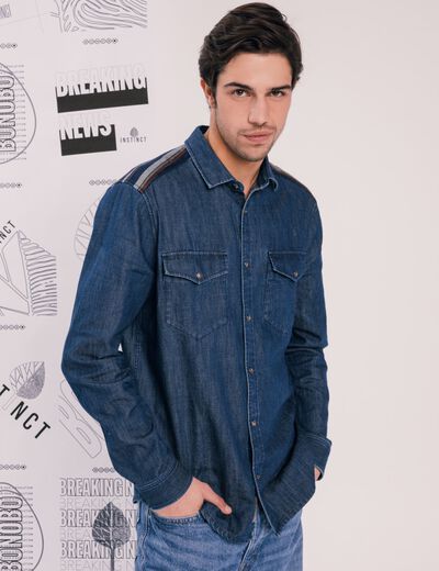 Chemise manches longues jean denim brut homme