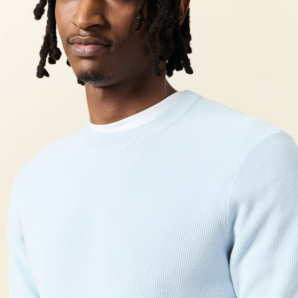 Pull éco-responsable bleu ciel homme