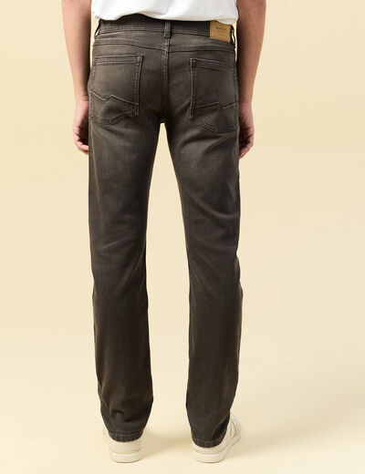 Jeans straight longueur 34 denim marron fonc&eacute; homme