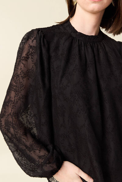 Blouse manches longues noir femme