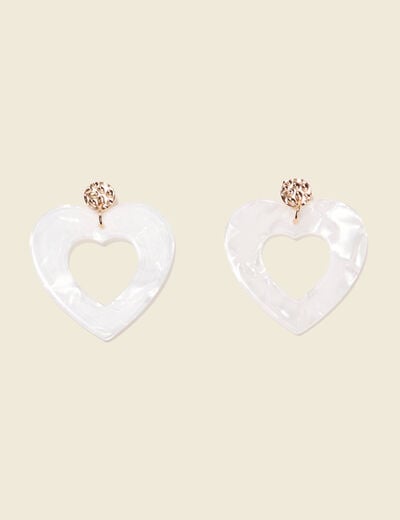 Boucles d'oreilles pendantes ecru femme