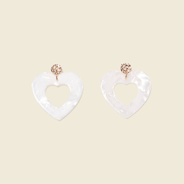 Boucles d'oreilles pendantes ecru femme