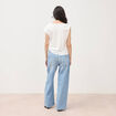 T-shirt col bateau manches courtes ecru femme