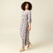 Robe col V manches longues bleu femme